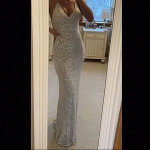 Scala ivory beaded sequin prom gown/dress